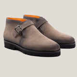 Biella - Monkstrap Stiefel aus Wildleder - in Taupe und Grau