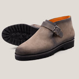 Biella - Monkstrap Stiefel aus Wildleder - in Taupe und Grau