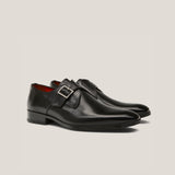 NY24 - Schwarzes Leder - Einzelne Monk Schuhe