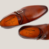 NY24 - Cognacbraunes Patina-Leder - Einzelne Monk Schuhe
