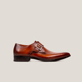 NY24 - Cognacbraunes Patina-Leder - Einzelne Monk Schuhe