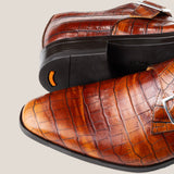 NY24 - (1661) Cognac Braun Kroko - Monkstrap