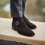 Stockholm - Dunkelbraunes Wildleder - Monkstrap-Stiefel