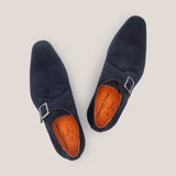 NY24 - Dunkelblaues Wildleder - Einzelne Monk Schuhe