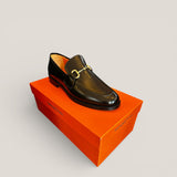 Veneto - Black Leather Gold Horsebit - Size 42
