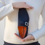 NY24 - Dunkelblaues Wildleder - Einzelne Monk Schuhe