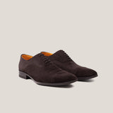 Oxford24 - Dunkelbraunes Wildleder - Cap Toe Oxfords